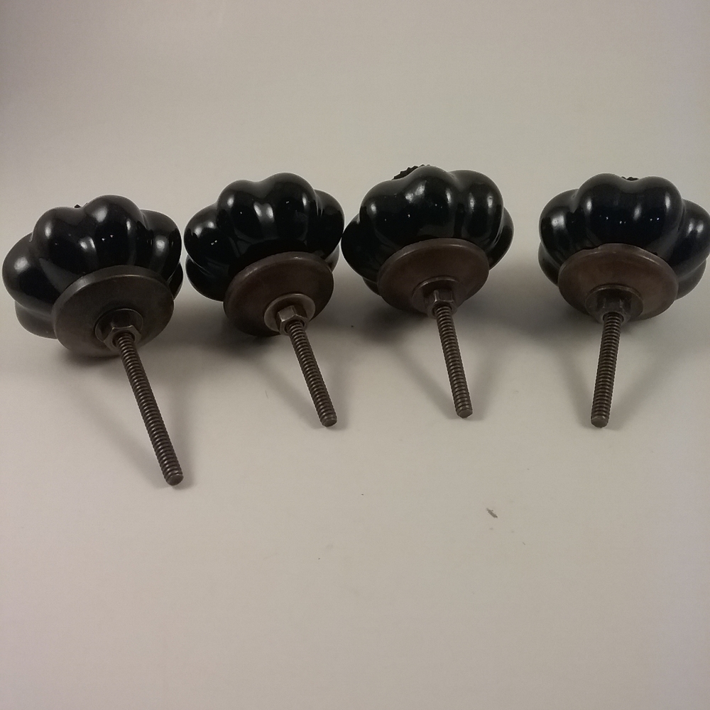 Black Bronze Metal Cabinet Drawer Ceramic Knobs - Picture 3 of 5